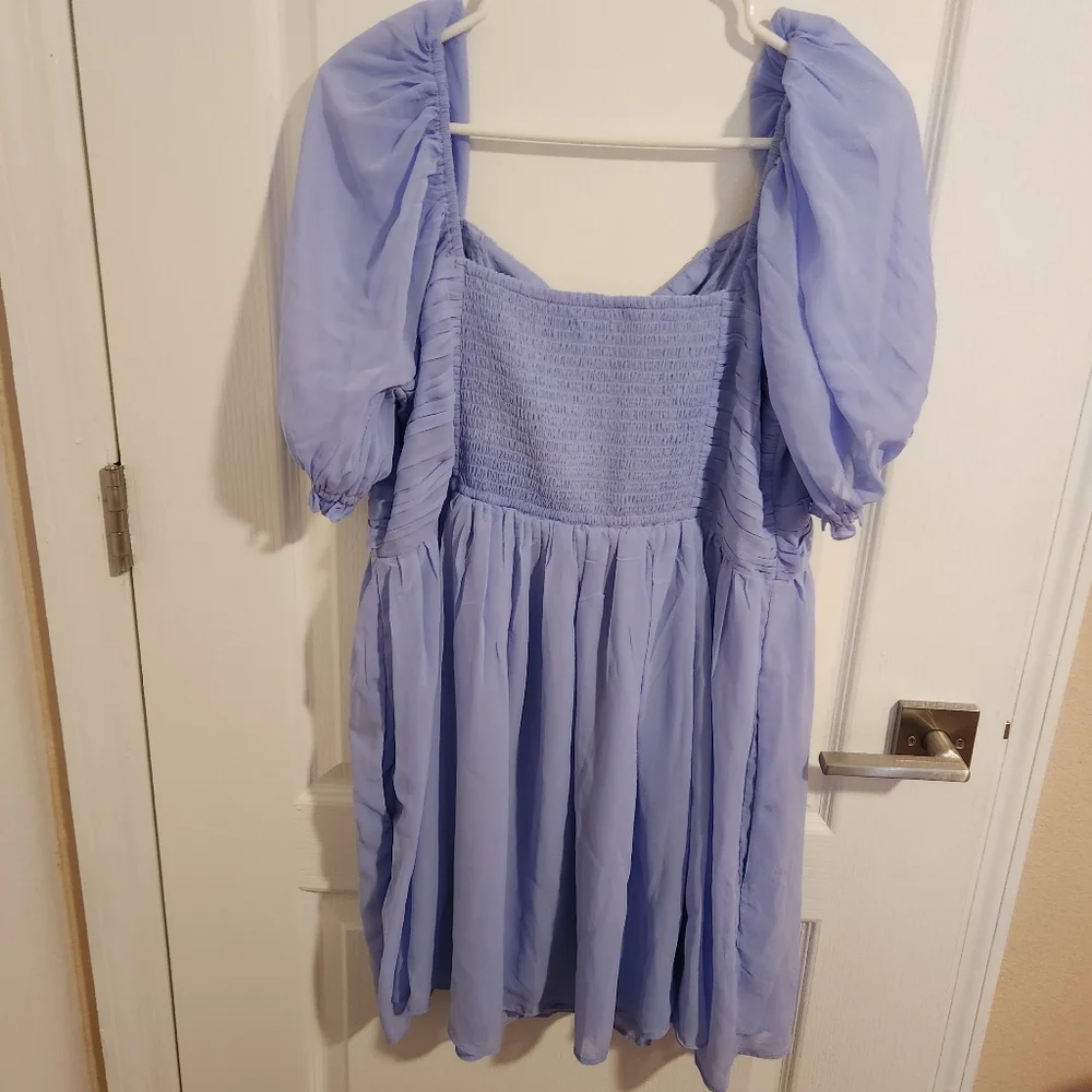 Abercrombie & Fitch Lavender Puff-Sleeve Mini Dress - Picture 6 of 7